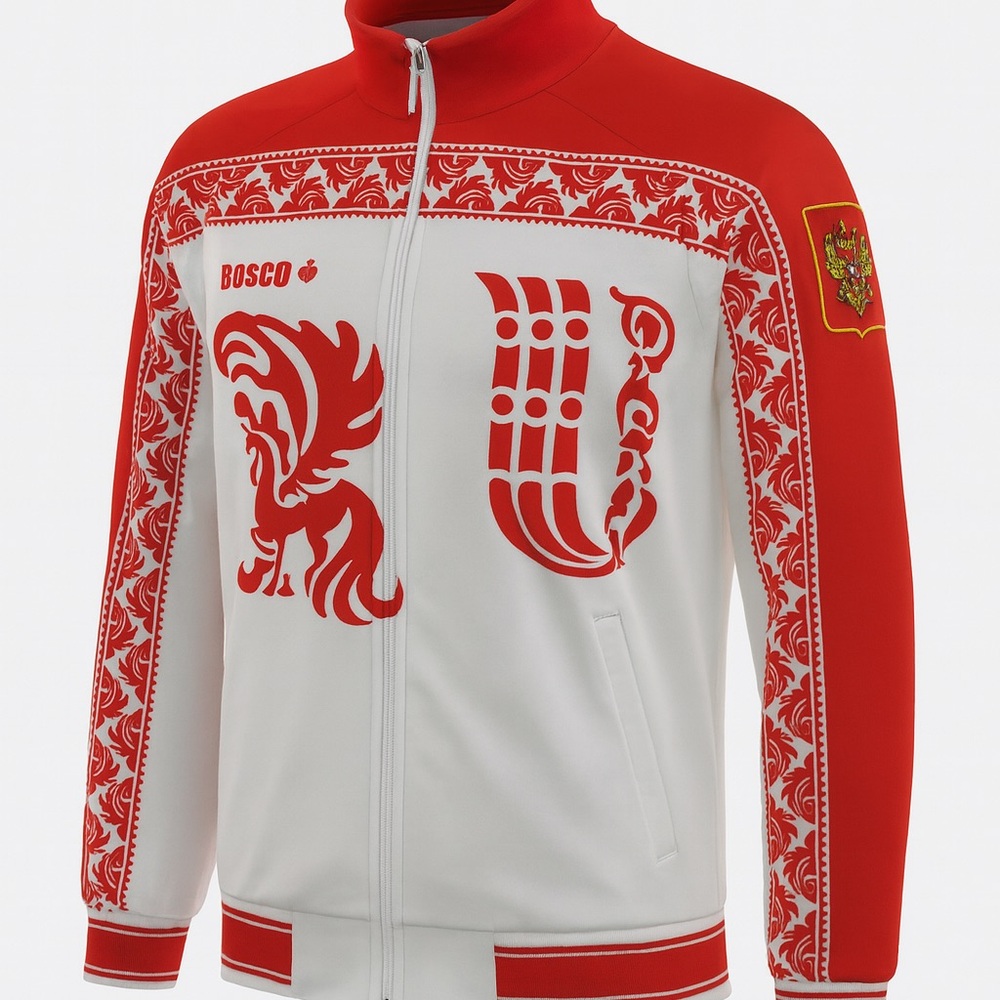 Russian Olympic Team Red and White Men's Track Jacket